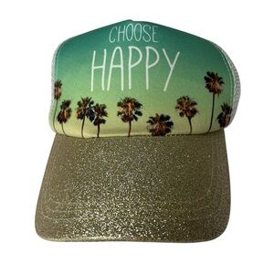 Claire's Glittery Green and Gold Happy Cap